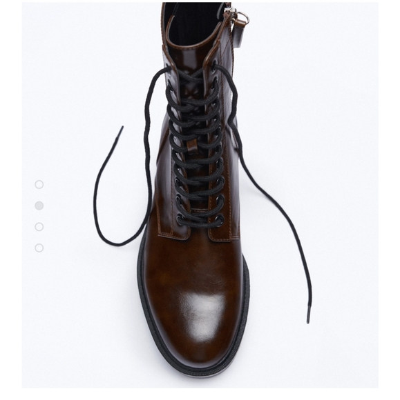 Zara Low Heel Laced Ankle Boots - Picture 2 of 5